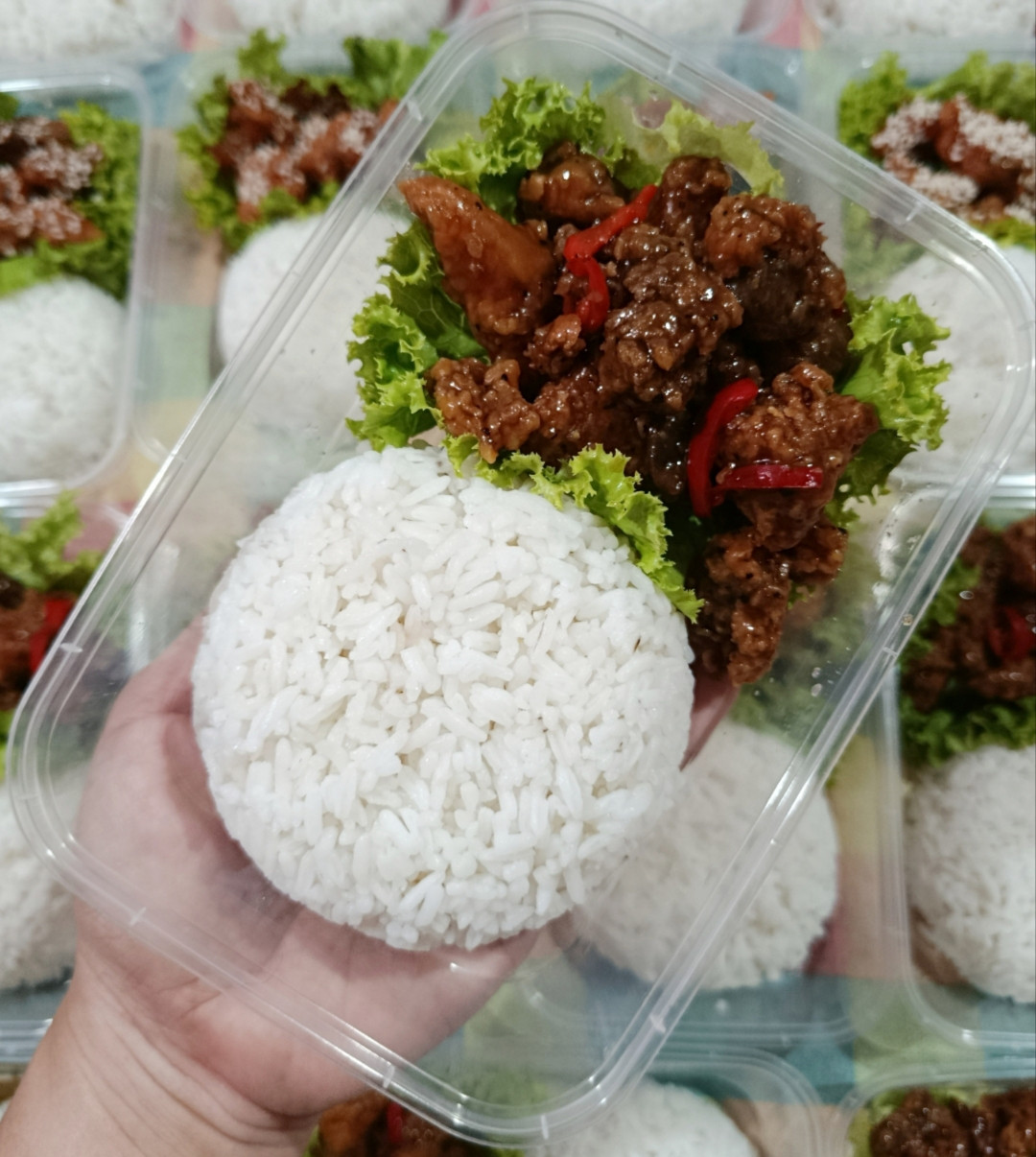 Nasi ayam pop blackpepper