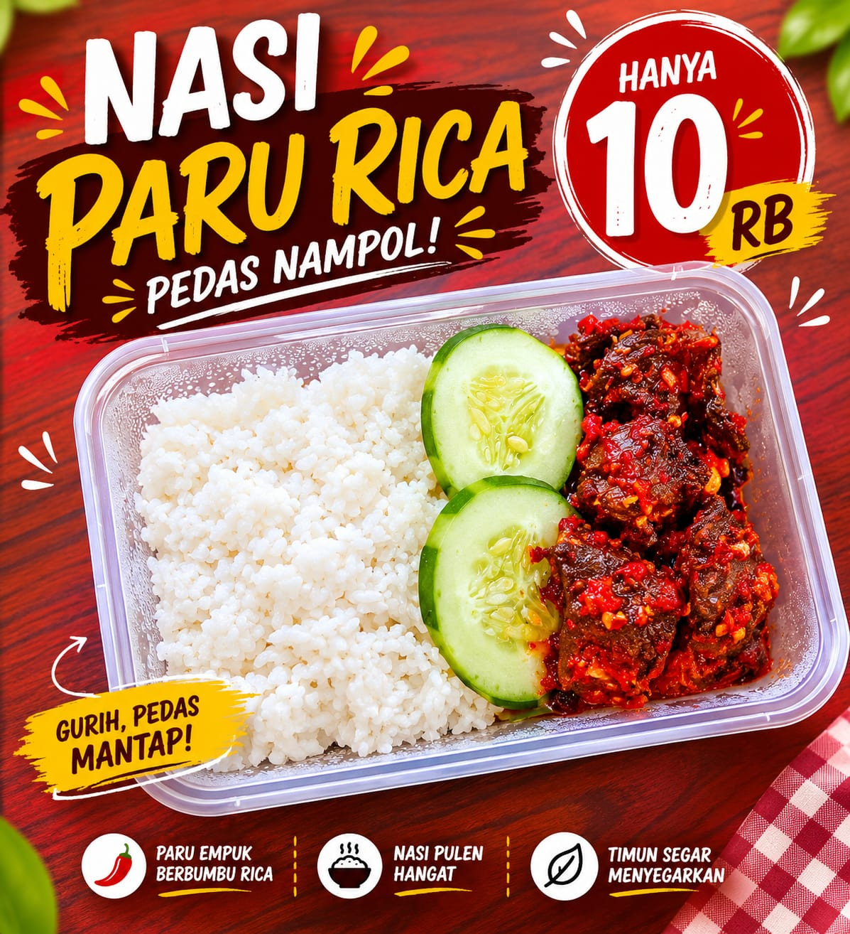 Nasi paru rica nasi ayam palleko