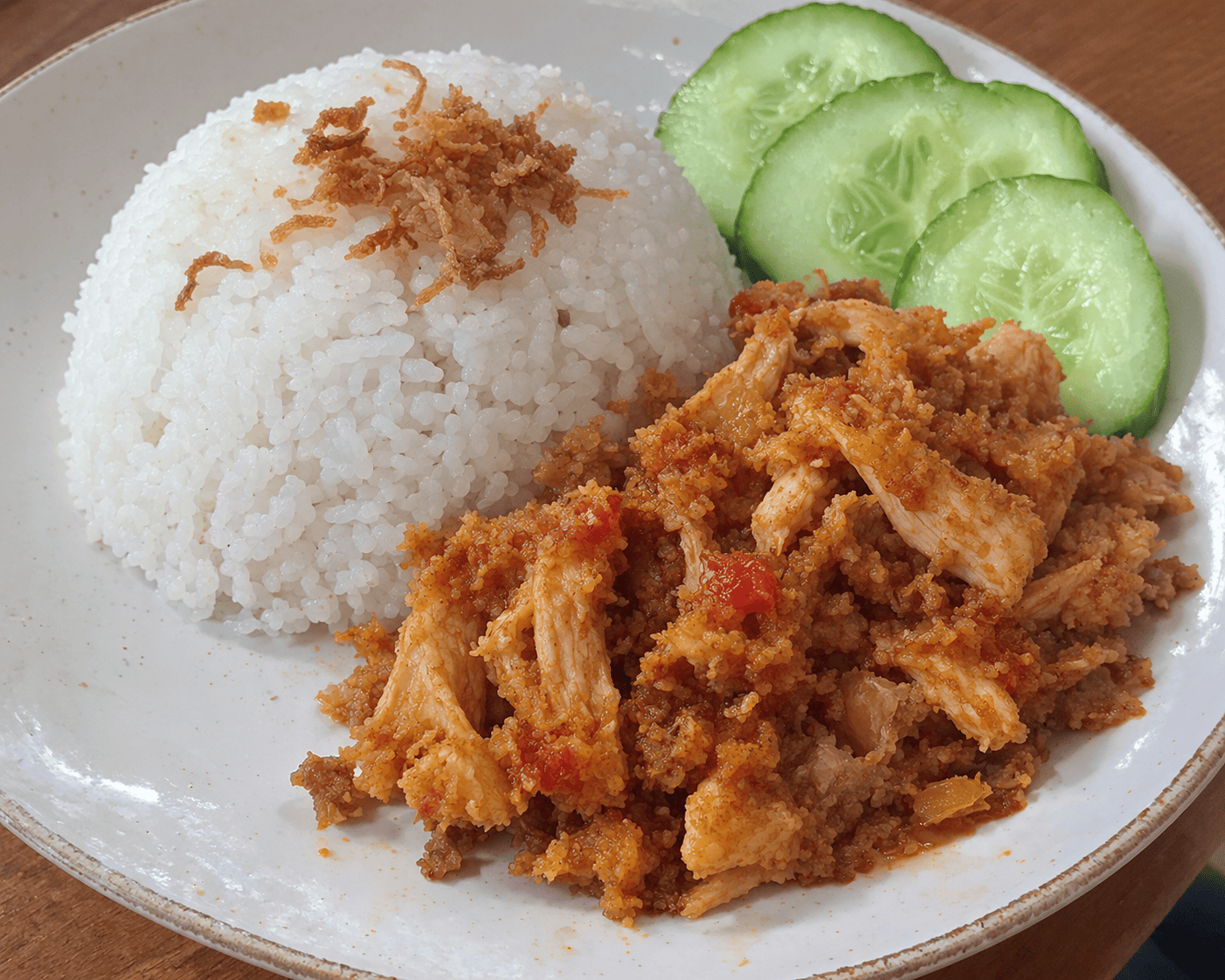 Nasi Uduk Ayam Cincang Bumbu Rujak
